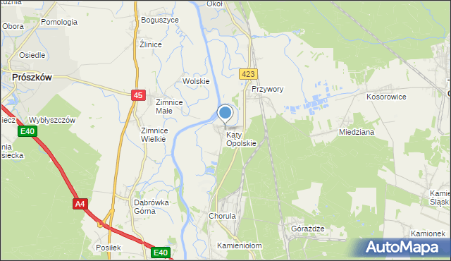 mapa Kąty Opolskie, Kąty Opolskie na mapie Targeo